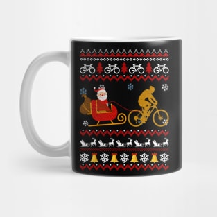 Mens Santa Sleigh Bike Sledding Christmas Cycling Mug